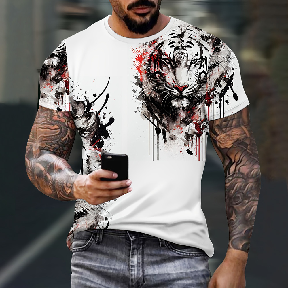 3D Printing Eagle - Modny retro T-shirt męski z nadrukiem