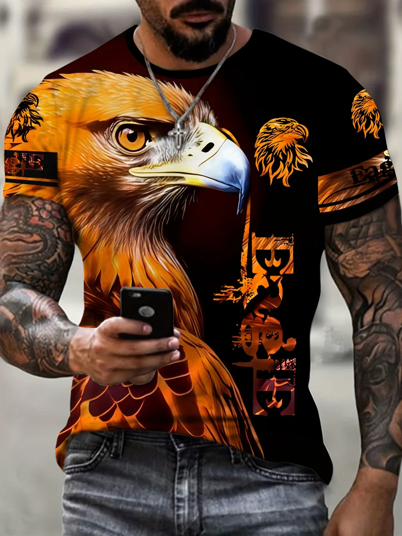 Męska koszulka z nadrukiem 3D  – 3D Printing Eagle recenzja i cena
