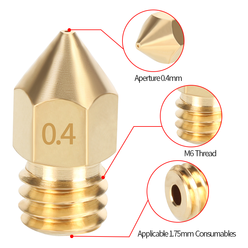 MK8 mosiężna dysza 0.2/0.3/0.3 – 3D Printer Nozzle Brass recenzja i cena