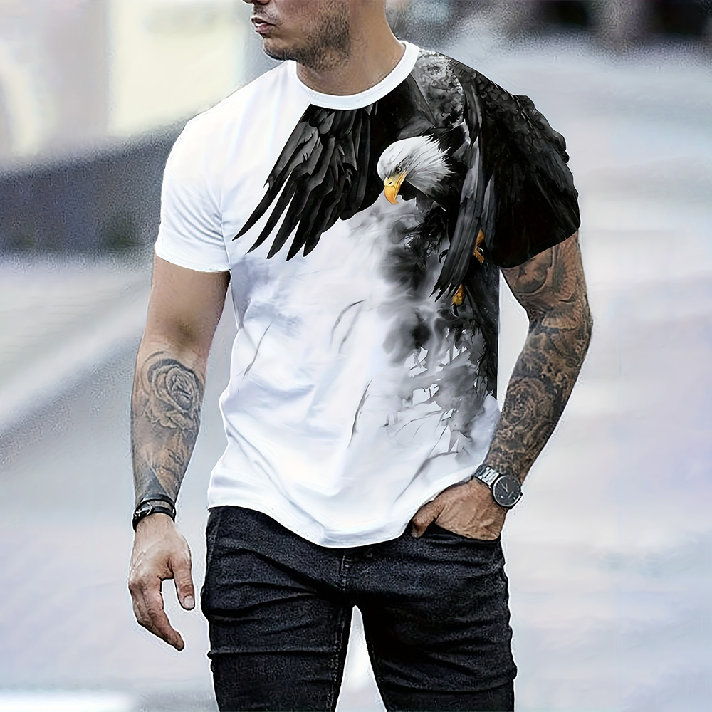 Modny retro T-shirt męski z na – 3D Printing Eagle recenzja i cena