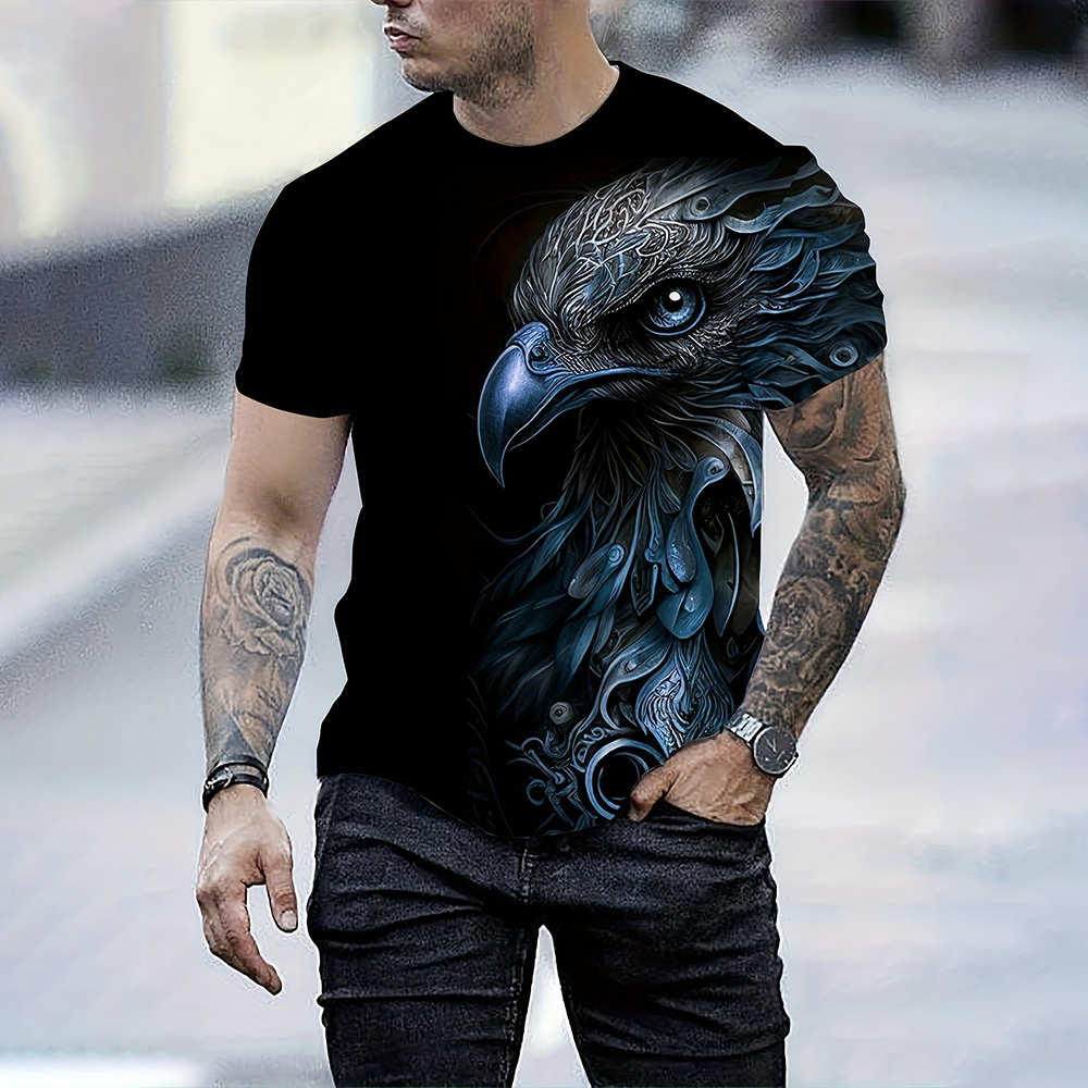 Modny retro T-shirt męski z na – 3D Printing Eagle recenzja i cena