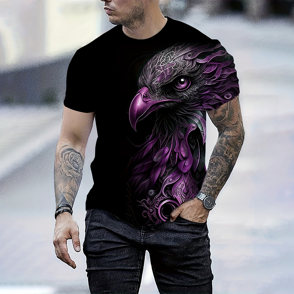 Modny retro T-shirt męski z na – 3D Printing Eagle recenzja i cena