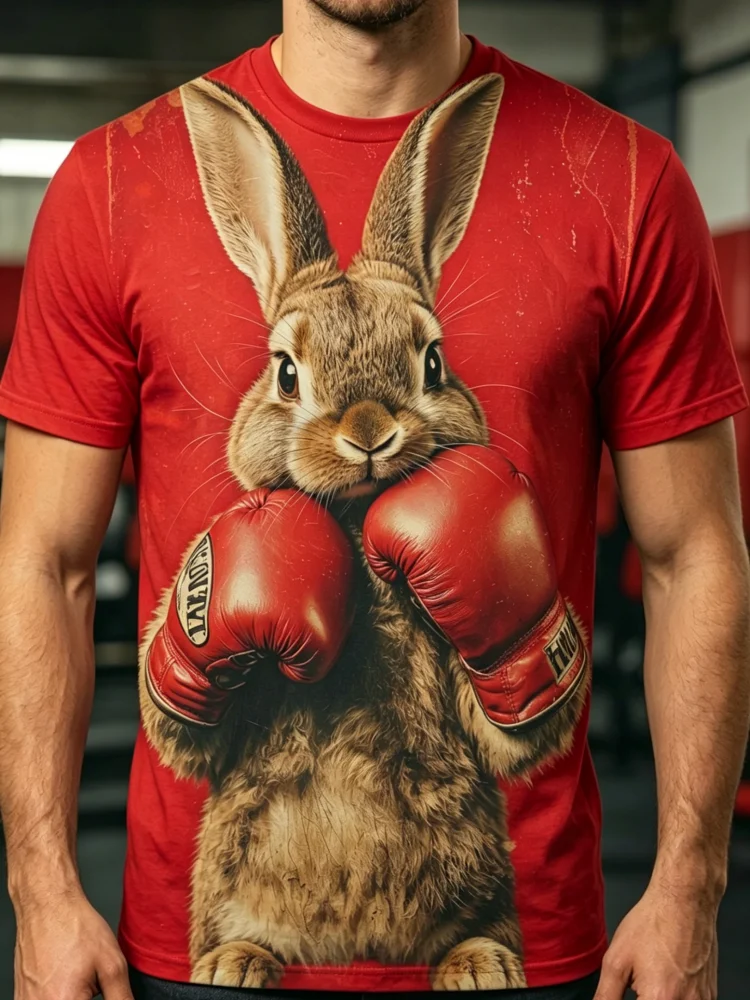 Męska koszulka z nadrukiem 3D  – 3D Printing Rabbit recenzja i cena